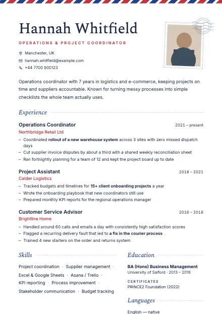 Airmail CV template preview