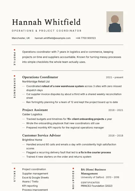 Clean CV template preview