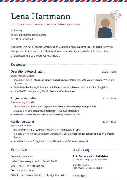 Vorschau der Lebenslauf-Vorlage Airmail