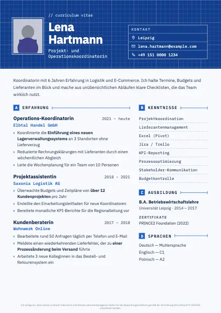 Vorschau der Lebenslauf-Vorlage Blueprint