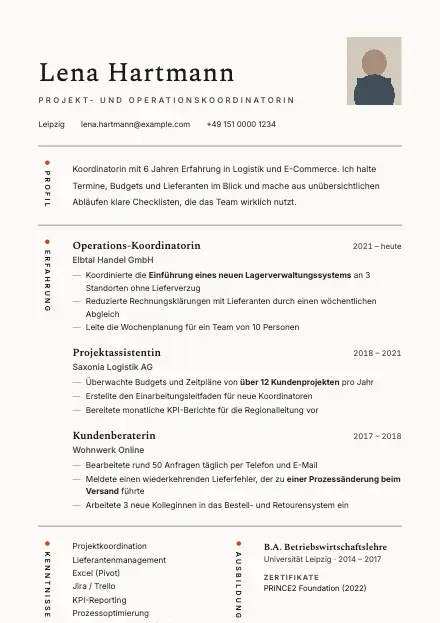 Vorschau der Lebenslauf-Vorlage Clean