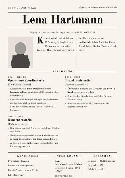 Vorschau der Lebenslauf-Vorlage Gazette