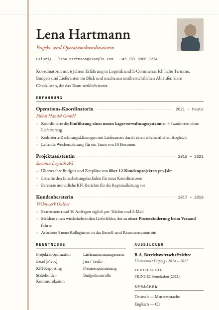Vorschau der Lebenslauf-Vorlage Ledger