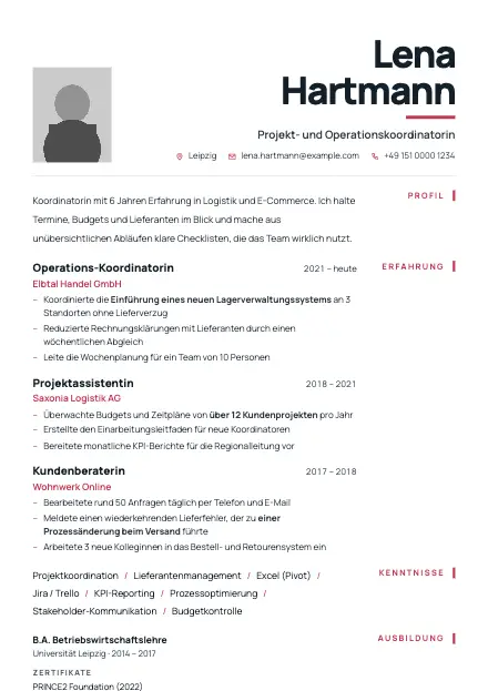 Vorschau der Lebenslauf-Vorlage Mirror