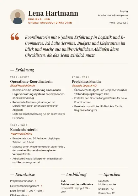 Vorschau der Lebenslauf-Vorlage Muse