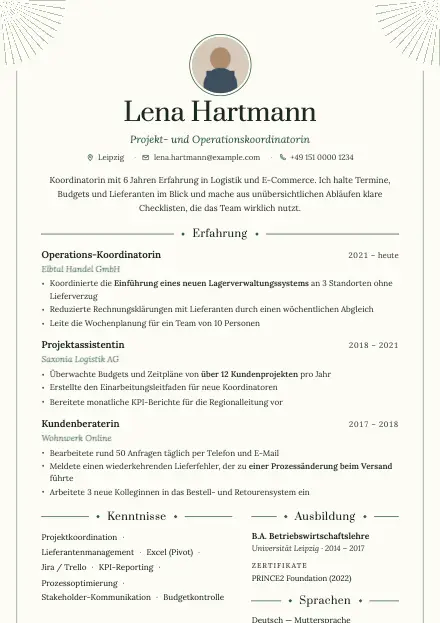 Vorschau der Lebenslauf-Vorlage Outline