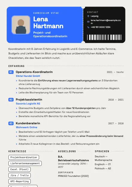 Vorschau der Lebenslauf-Vorlage Ticket