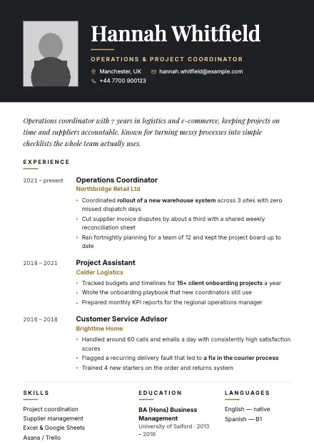 Executive CV template preview