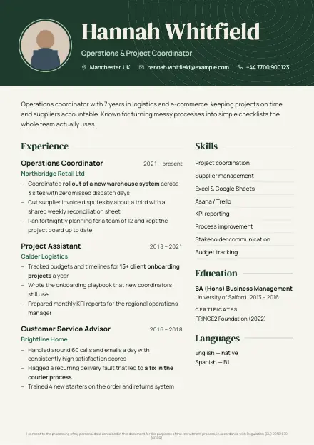 Forest CV template preview