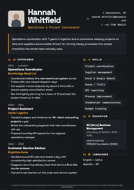 Graphite CV template preview