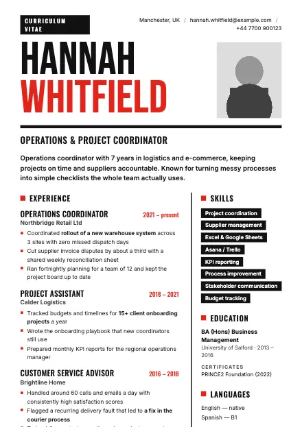 Headline CV template preview