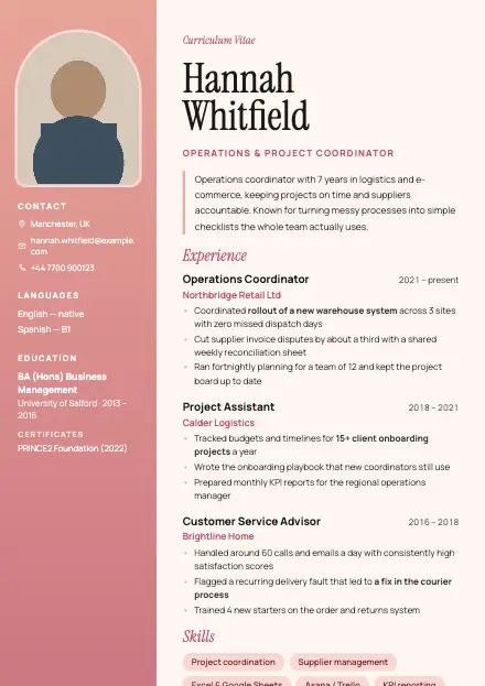 Magazine CV template preview