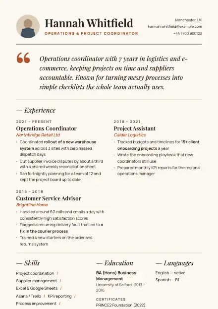 Muse CV template preview