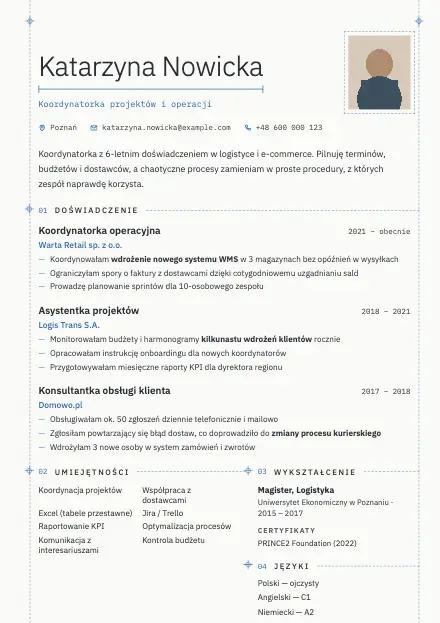Podgląd wzoru CV Draft
