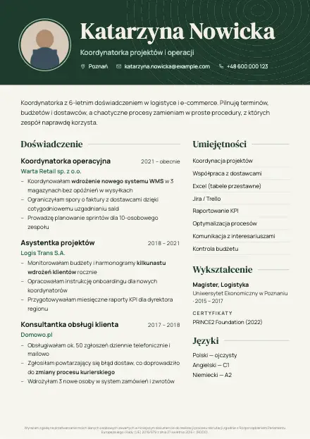 Podgląd wzoru CV Forest