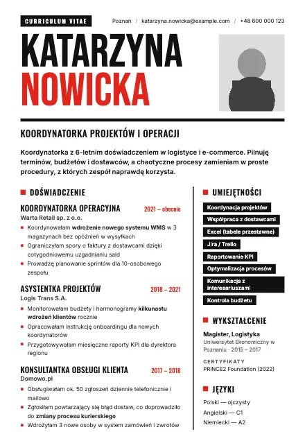 Podgląd wzoru CV Headline