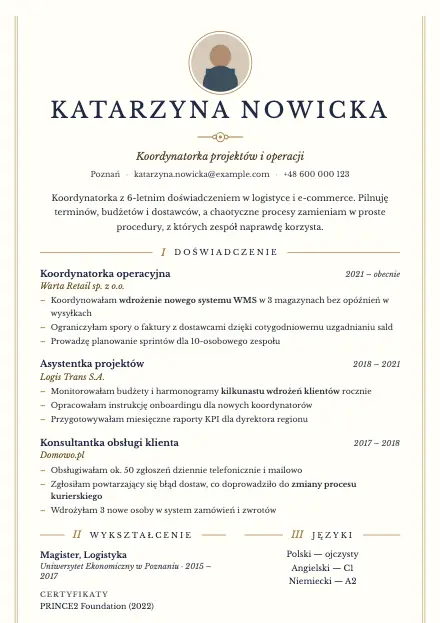 Podgląd wzoru CV Ivy