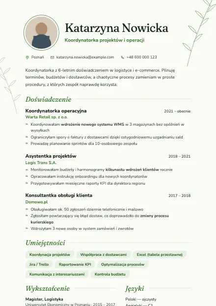 Podgląd wzoru CV Meadow