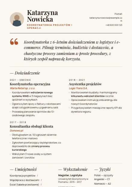 Podgląd wzoru CV Muse