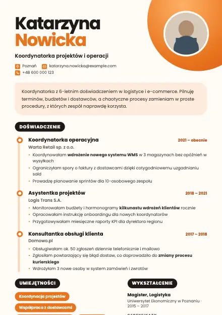 Podgląd wzoru CV Tangerine